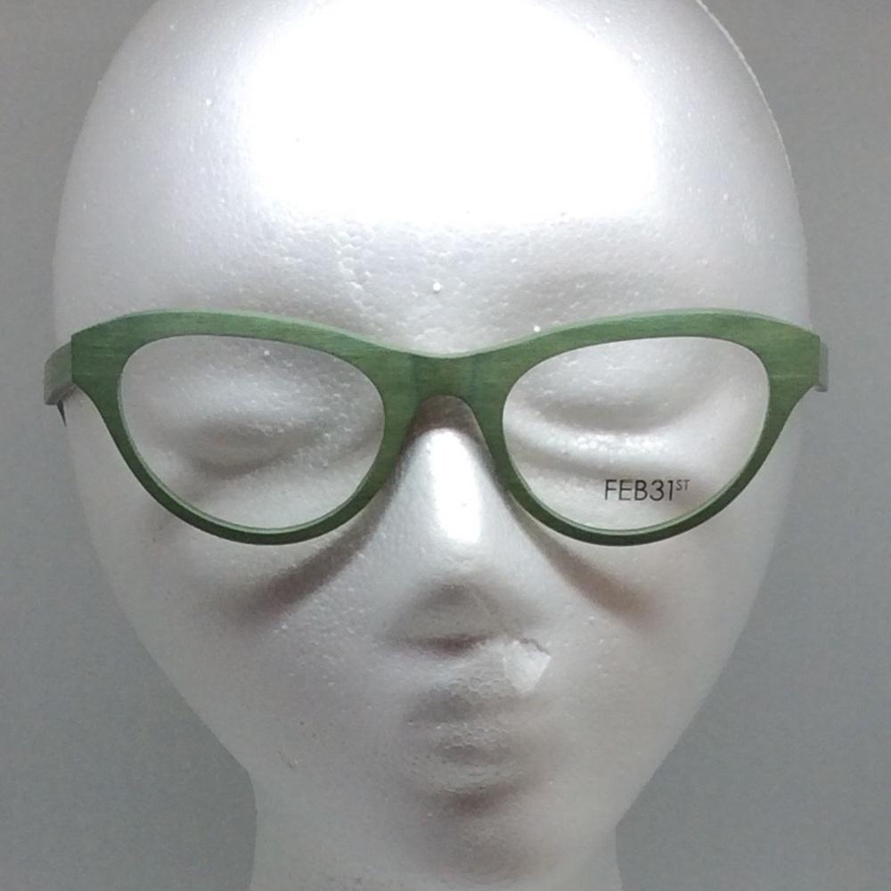 Feb 31st ANNIE J Green Wood Eyeglasses Made Italy